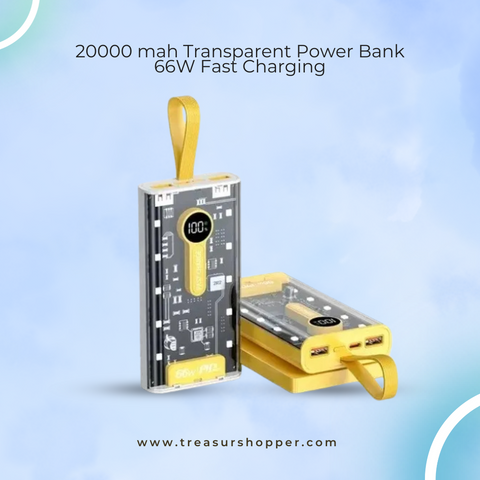 Power Bank 20000 mah Transparent 66W Fast Charging